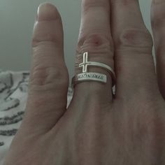 10K, 14K or 18K Solid Karat Gold or Sterling Silver Personalized Name Ring With Cross, Double Wrap Ring With Name, Date or Initials. - Etsy Ring With Name, Ring With Cross, Name Ring, Name Rings, Wrap Ring, Pompano Beach, Wrap Rings, Solid Gold, Initials