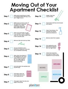 moving out of your apartment checklist is shown in this printable guide for the homeowners