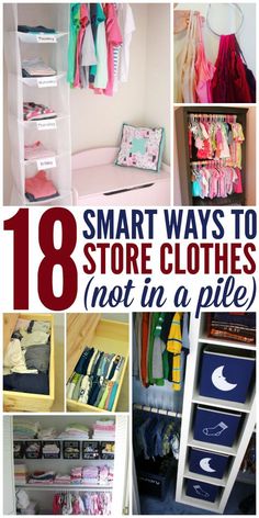 Ways To Store Clothes, 40s Decor, Small Space Clothing Storage, Clothes Storage Ideas, Clothes Organization Small Space, Kids Clothes Storage, Small Closet Organization Bedroom, Breezeway Ideas, Kids Clothes Organization