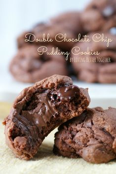 double chocolate chip pudding cookies on a plate