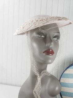 "Great vintage Pink satin and velvet hat with a ribbon and soft netting. Absolutely beautiful cut out lace around the brim. Good vintage condition, please look at all pictures closely. It is from the 1950s or 1960s and comes with the hat box, if you don't want the box just let me know and the shipping will be much less. Size 19\" inch diameter,adjustable." Vintage Cloche Costume Hat For Party, Vintage Cloche Party Hat, Wedding And Kentucky Derby Costume Cap, Vintage Mini Hats For Wedding, Kentucky Derby, Adjustable Costume Hats For Vintage Events, Vintage Brimmed Party Headpiece, Vintage High Crown Mini Hat For Parties, Vintage Brimmed Headpiece For Kentucky Derby, Vintage Brimmed Headpiece For Party