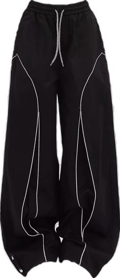 Black Wide-leg Sweatpants With Pockets, Black Cotton Sportswear Pants, Sporty Wide-leg Cargo Bottoms, Sportswear Wide Leg Parachute Pants With Pockets, Sportswear Parachute Pants With Pockets, Sportswear Bottoms With Side Pockets For Spring, Spring Sportswear Bottoms With Side Pockets, Wide Leg Sports Bottoms With Elastic Side Panels, Sports Wide Leg Bottoms With Elastic Side Panels