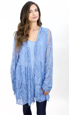 Elegantly crafted, this women's lace cardigan with long sleeves is the perfect blend of sophistication and comfort. The intricate lace detail adds a touch of femininity, while the long sleeves provide a touch of warmth and versatility. Ideal for layering over a simple top or dress, this cardigan is a must-have for any wardrobe. #lacecardigan #womensfashion #longsleeves #elegantstyle #fantaziaclothing #fantazia #styles2you #styles2youdotcom #onlineboutique Fashion Mark, Denim Jean Dress, Lace Pants, Simple Top, Lace Cardigan