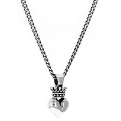 king baby 3d crowned heart pendant Classic Heart Pendant Jewelry With Sterling Silver Clasp, Heart-shaped Sterling Silver Jewelry With Silver Clasp, Silver Sterling Silver Heart Necklace, Heart-shaped Silver Chain Jewelry For Anniversary, White Gold Heart Pendant Jewelry With Box Chain, White Gold Heart-shaped Jewelry With Sterling Silver Clasp, Silver Double Heart Jewelry With Chain, Classic Silver Open Heart Jewelry, Classic Open Heart Silver Jewelry