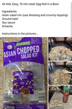 Ww Supper Ideas, Aldi Weight Watchers, Aldi Dinner Ideas, Aldi Meals, Asian Chopped Salad, Aldi Meal Plan, Aldi Recipes, Egg Roll In A Bowl, Cook Meals