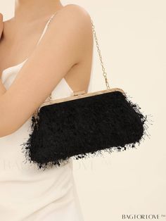 BagForLove - Chic Medium Chain Evening Bag with Clip Top - Perfect for Parties Black Handheld Evening Bag With Chain Strap, Black Shoulder Bag With Chain Strap For Events, Black Clutch Evening Bag With Chain, Black Clutch With Chain, Black Evening Clutch With Chain, Chic Black Bag For Events, Black Chain Evening Bag, Chic Black Clutch With Chain, Black Chain Bag Perfect For Gifts