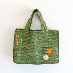 Elena Handbags Everyday Small Raffia Straw Handbag Bohemian Beach Bag For Everyday Spring Use, Green Square Straw Bag For Vacation, Chic Green Straw Bag For Vacation, Green Bags With Braided Handles For Spring, Handmade Trendy Bags For Spring, Bohemian Crochet Bag For Spring, Spring Travel Basket Crochet Bag, Trendy Handmade Bags For Spring, Green Rectangular Jute Shoulder Bag