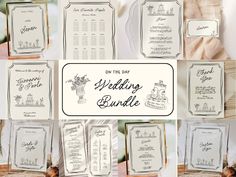 wedding menus and place cards on display