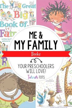 children's books about me and my family with the title overlaying them