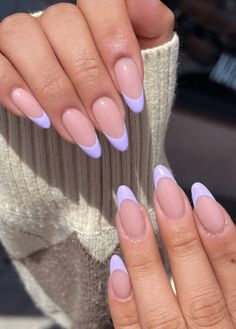 Light Purple Nails, White Tip Nails, Lilac Nails, Nails Nude, Nude Nail, Purple Nail Designs, Magnesium Deficiency, Purple Nail