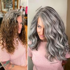 Peekaboo Babylights, Curly Gray Hair, Silver Balayage, Natural White Hair, Blue Grey Hair, Warm Brown Hair, Grey Hair Care