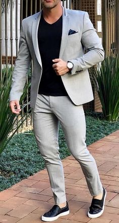 Pedro Mens Fashion Blazer, Men Fashion Casual Shirts, Formal Mens Fashion, Grey Suit, Mens Fashion Smart