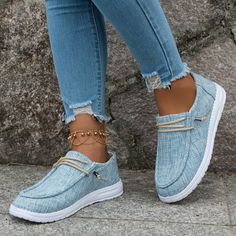 Patterned:Solid colorMaterial:FabricToe Style:Round toeItem ID:UB10387 Sneakers For Women, Canvas Sneakers, Lace Up Flat, Women Lace, Everyday Look, Timeless Beauty, Color Patterns, Sky Blue, Blue Sky