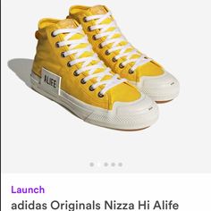 New Adidas Nizza Hi Alife Collaboration Size: 5.5 Gs Or 7 Women’s Brand New Comes With 3 Sets Of Laced And 2 Snap Bracelets Yellow High-top Sneakers With Vulcanized Sole For Spring, Yellow Lace-up High-top Sneakers For Spring, Adidas Summer Lace-up Sneakers, Adidas Lace-up Sneakers For Summer, Yellow High-top Sneakers With Rubber Sole For Spring, Spring Yellow High-top Sneakers With Rubber Sole, Adidas Logo High-top Lace-up Sneakers For Light Sports, Adidas Yellow Sneakers For Spring, Adidas Nizza Women