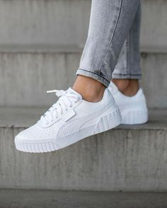 Puma Shoes Outfit, Puma Sneakers Outfit, Puma Sneakers Womens, White Puma Shoes, Puma Shoes Women, Gents Shoes, Puma Cali, Sneaker Outfits, Sneaker Trend