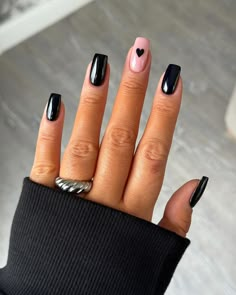 Glossy Black Heart 🖤 @glossifyofficial @nails_luxeofficial @os.ltd @lucypastorellitools_ Inspired by @by_hannahtaylor #blacknails… | Instagram Trendy Short Nails, Old Money Nails, Black Gel Nails, Money Nails, Nagel Tips, Short Coffin Nails, Nail Designs Glitter