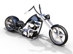 a black and silver motorcycle is shown on a white background with no one around it