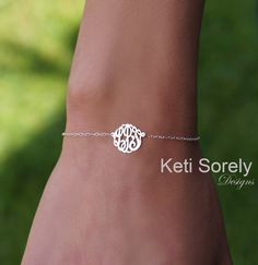 Sterling Silver Monogram Bracelet or Anklet by KetiSorelyDesigns Initials Bracelet, Monogram Bracelet, Bracelet Initial, Medical Bracelet, Silver Monogram, Sterling Silver Initial, Ring Men, Monogram Jewelry, Gold Monogram