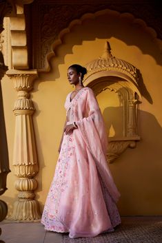 Light peach raw silk floral lehenga with delicate glass beads, sequence, thread embroidery and zardozi , paired with raw silk elbow sleeve embroidered blouse and organza dupatta with embroidered borders and sequence and resham buttis.From Chamee and Palak's The Romantics collection.DELIVERY TIMEPlease allow 8-12 weeks for your outfit to arrive.FABRIC DETAILSRaw Silk, OrganzaProfessional cleaning only. The Romantics, Floral Lehenga, Organza Dupatta, Thread Embroidery, Light Peach, 12 Weeks, Elbow Sleeve, Embroidered Blouse, Raw Silk