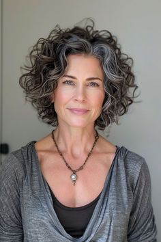 Curly Bob Gray Hair, Bob Haircuts For Women With Curly Hair, Curly Hairstyles For Thinner Hair, Curly Grey Hair Over 50, Bobs For Curly Hair, Short Curly Gray Hair, Silver Curly Hair, Naturally Wavy Bob, Gray Curly Hair