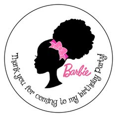 a round sticker with an image of a woman's head