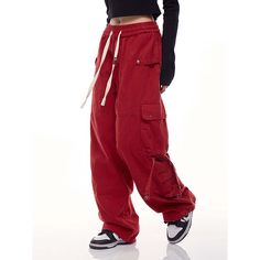 Red Wide-Leg Jazz Dance Cargo Pants  Material: 100%Cotton  Size: M, L, XL, 2XL Color: Black, Gray, Wine Red Waist Type: Mid-High Waist  Season: Spring, Fall, Winter   Occasion: Leisure, Outdoor, Daily, Vacation, Fall Outfits Dance And Marvel Clothing, Red Relaxed Fit Sweatpants With Pockets, Relaxed Fit Red Sweatpants With Pockets, Red Baggy Trousers, Red Relaxed Fit Full-length Pants, Red Bottoms For Streetwear In Fall, Red Bottoms With Pockets And Loosely Fitted Hips, Baggy Red Pants With Pockets, Red Relaxed Fit Full Length Bottoms