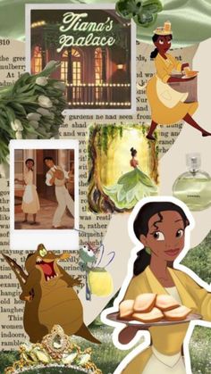 the princess and the frog character collage with images from disney's beauty and the beast