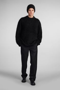 Haru sweater Knitwear in black wool, round neck, long sleeves, straight hem, calf hair, oversize, 78>% alpaca, 19% nylon, 3% elastan, Made in China, Model is 183 cm and wears size L Tom Ford Handbags, Expensive Handbags, Margiela Shoes, New Bottega, Vintage Clothing Stores, Versace Belt, Zegna Shoes, Golden Goose Shoes, Calf Hair