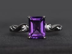 Welcome to my shop, you can find many beautiful gemstone jewelry here, and you also can ask for customized service. Main Stone: 6*8 mm emerald cut natural amethyst Accent Stones: czMetal: 925 sterling silver plated with rhodium. I also can provide metal options such as 14k solid yellow/white/rose goldSetting: prong setting More rings please go to my shop home: https://www.etsy.com/shop/XCjewelryStudio?ref=hdr_shop_menuIt's a perfect gift for who born in February(birthstone),it's quite comfortabl Elegant Emerald-cut Amethyst Birthstone Ring, Elegant Emerald Cut Amethyst Birthstone Ring, Elegant Emerald Cut Purple Jewelry, Elegant Purple Emerald Cut Jewelry, Purple Emerald Cut Birthstone Ring Gift, Emerald Cut Purple Ring Gift, Emerald Cut Amethyst Birthstone Jewelry, Purple Emerald Cut Birthstone Jewelry, Emerald Cut Purple Gemstone Jewelry