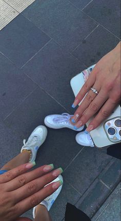 #besties # #nails #french Twinning Nails With Bestie, Set Nails Bff, Matching Nails For Besties Acrylic, Twin Nails With Bestie, Matching Nails With Best Friend Y2k, Nails Matching With Bestie, Bestie Nails Ideas Matching, Matching Nail Sets For Best Friends, Matching Acrylic Nails With Best Friend