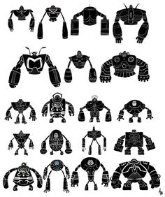 an image of different robots in black and white paper art print by artist mark taylor