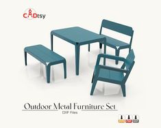 the outdoor metal furniture set is designed to look like it's made out of plastic