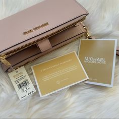 Nwt Michael Kors Large Jet Set Travel Double Zip Wristlet Removable Wristlet Strap, Saffiano Leather, Gold Tone Hardware Powder Blush Pink Mk Wallet, Gold Wallet, Michael Kors Wristlet, Powder Blush, Leather Bifold Wallet, Michael Kors Wallet, Black Wallet, Zippered Tote, Leather Wristlet