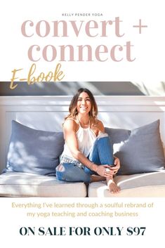 a woman sitting on top of a couch with the text, convert connect e - book