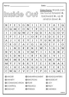 the inside out word search is shown in this printable worksheet for kids