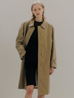 Composition : Outer shell: 60% cotton, 40% polyester. Lining: 35% cotton, 65% polyesterCountry of Origin : Republic of Korea Beige Cotton Long Coat, Beige Long Cotton Coat, Oversized Classic Khaki Outerwear, Khaki Gabardine Outerwear For Work, Classic Cotton Outerwear In Neutral Color, Classic Neutral Cotton Outerwear, Classic Everyday Khaki Outerwear, Classic Khaki Outerwear For Everyday, Classic Neutral Gabardine Outerwear