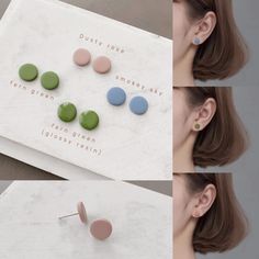 Handmade Unisex polymer-clay studs/ DIY studs pack This listing is for 1 pair of earrings.  Minimalist simple round polymer clay studs . Super light weight and versatile design that is a must for your wardrobe. These lovely studs also comes with surgical grade stainless steel posts and a set of both silver metal backs + hypoallergenic plastic backs for *sensitive ears. They come in original matte and there is an option to add glossy resin for extra shine and protection. These can also be made in Diy Post Earrings Studs, Polymer Clay Stud Earrings Tutorial, Homemade Clay Earrings Studs, Polymer Clay Studs Diy, Studded Clay Earrings, Simple Clay Earrings, Polymer Clay Stud Packs, Polymer Clay Studs, Studs Diy