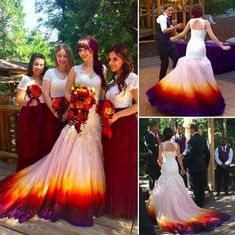 the bride and her friends are posing for pictures