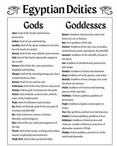 an egyptian dictionary with the words gods and goddesss