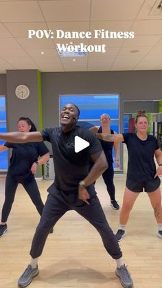 a group of people in a dance class doing various moves with the words pov dance fitness workout