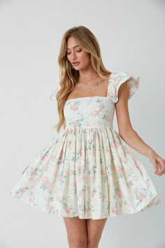 Sofie Rose Babydoll Dress • Shop American Threads Boutique Dresses – americanthreads Preppy Dresses, Church Dresses, Grad Dresses, Dress Out, Floral Print Shorts, Dress Zipper, Hoco Dresses, Senior Pics, Dress Inspo