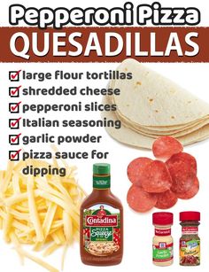 pepperoni pizza quesadillas recipe with ingredients