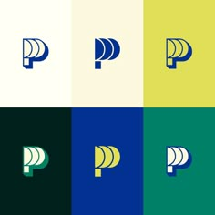 the letter p in four different colors