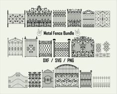 the metal fence bundle is shown with different designs and sizes, including gates, fences, and