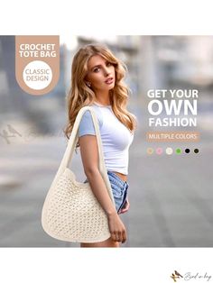 Bird in Bag - Stylish Crochet Knit Handbag: Beach Mesh Shoulder Bag - Large Tote Bag with Aesthetic Appeal and Hollow Out Design, Perfect for Womens Summer Fashion Trendy Knitted Shoulder Bag For Vacation, Summer Crochet Knitted Bag, Casual Crochet Shoulder Bag For Beach Season, Trendy Knitted Vacation Shoulder Bag, Trendy Crochet Beach Bag In Beige, Trendy Knitted Shoulder Bag For Beach, White Crochet Beach Bags, Chic Crochet Shoulder Bag For Beach, Trendy Crochet Shoulder Bag For Vacation