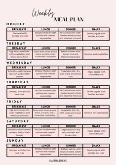 the printable meal plan is shown in black and white, with pink lettering on it