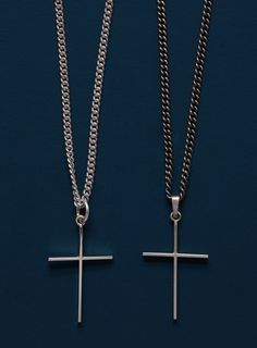 Minimalist Sterling Silver Cross Pendant Necklace for Men Jewelry WE ARE ALL SMITH Mens Silver Chain Necklace, Cross Necklace For Men, Jewelry For Him, Silver Chain For Men, Sterling Silver Cross Pendant, Mens Crosses, Silver Cross Pendant, Oxidised Jewellery, Necklace For Men