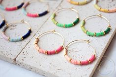 Gold Hoop Earrings With Colorful Beads For Everyday, Everyday Gold Hoop Earrings With Colorful Beads, Hoop Beaded Earrings, Earrings Gold Hoop, Wholesale Earrings, Clay Bracelet