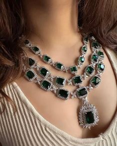 Multilayered Emerald Green Faux Diamond High Quality Necklace set, Indian Bridal jewellery, American diamond,CZ Zircon, all Colors Available Easy to wear, Light in weight & gives you a classy Look. It can be wear in festival occasion with matching salwar or saree. All the raw material used in this product is of high quality and is handcrafted with love. Making Time 10 to 12 Days GIFT FOR HER , A perfect Valentine Gifts for Girlfriend / Wife or indulge yourself with these beauties. Material: Gold Plated Necklace Set For : Women and Girls Women love jewelry; specially artificial jewelry adore a women, They wear it on different occasion, They have special importance on ring ceremony, wedding and festive time, They can also wear it on regular basis , Make your moment memorable with this range, Bride Hijab, Indian Bridal Jewelry Sets, Necklace Set Indian, Bridal Jewellery Design, Diamond Necklace Designs, Arabic Alphabet, Jewelry Design Earrings