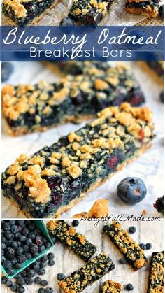 blueberry oatmeal breakfast bars are ready to be eaten